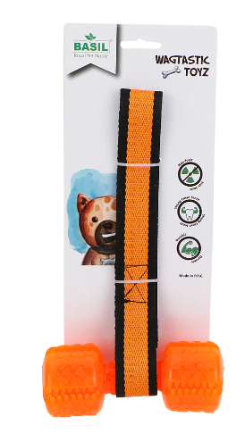 Basil TPR Dumbell With Rope Dog Toy